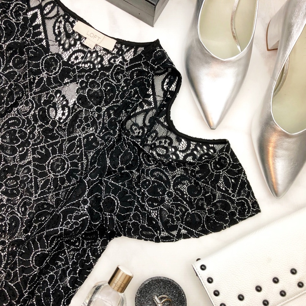 Black Cold Shoulder Contrast Thread Sheer Blouse